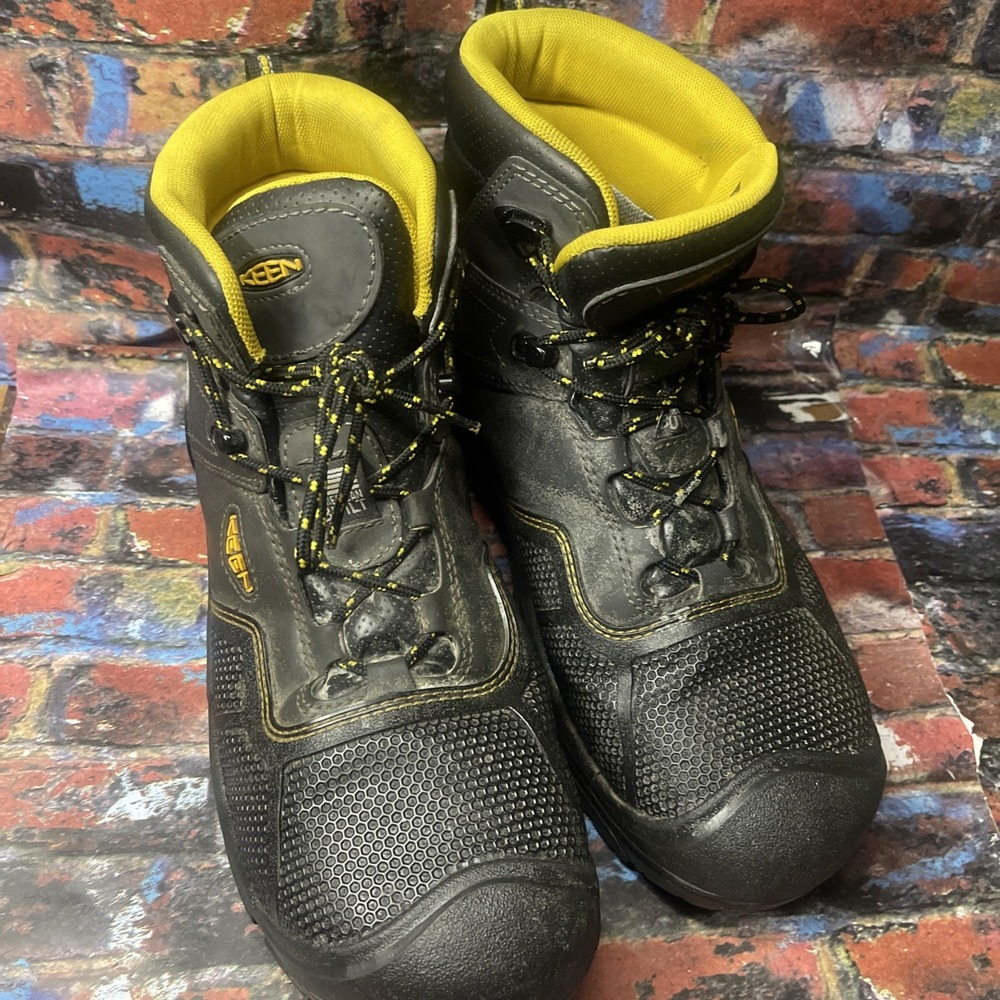 KEEN Black/Yellow Lace-Up Work Boots steel toe size 11d